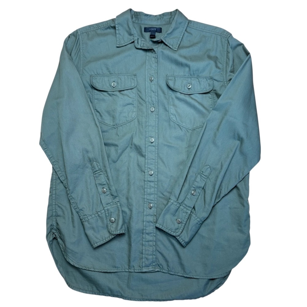J.‎ Crew Utility Shirt Long-Sleeve Button Down Womens Sz S Olive Green Cotton